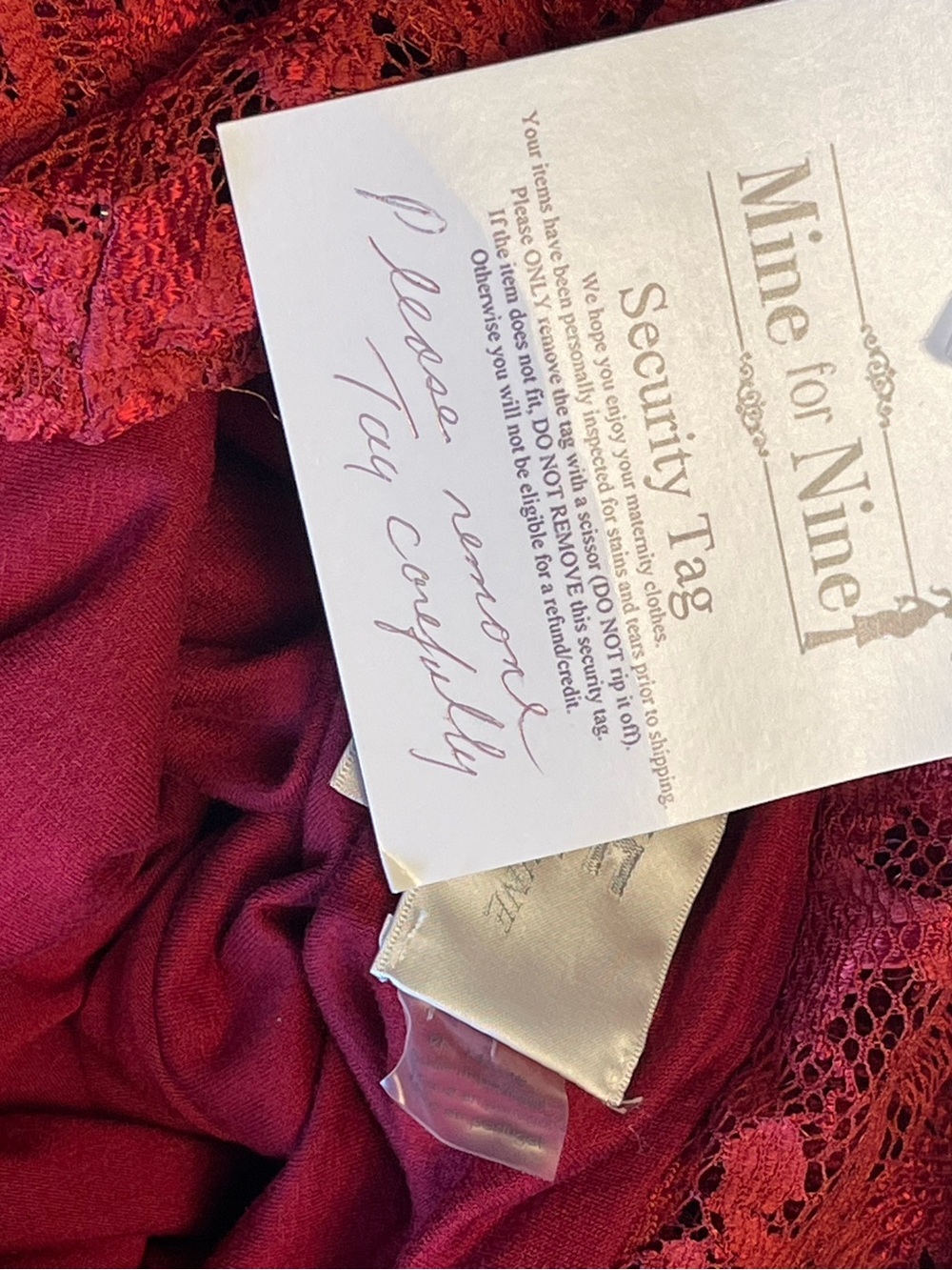 Luxe Seraphine Red Lace Maternity Cocktail Sheath Dress w/Three-Quarter Sleeves - Picture 3 of 7